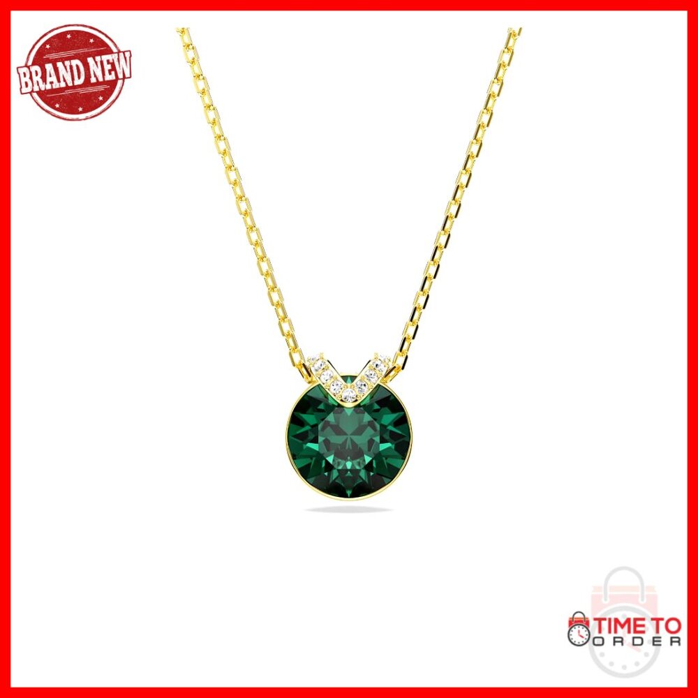 Crystal Pendant Necklace Elegant Pav Setting Gold Tone Chain Lobster Clasp